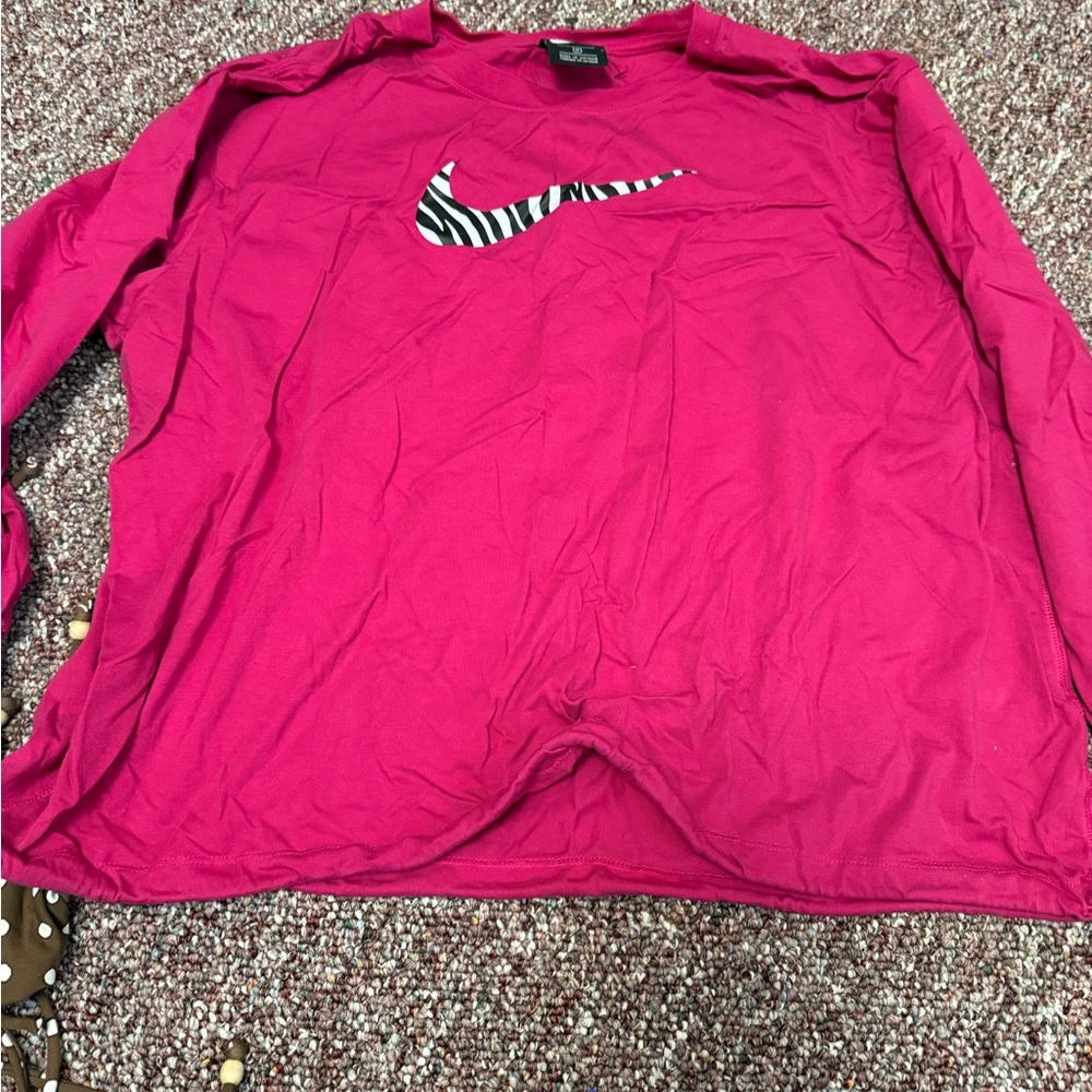 Nike Hot Pink Crewneck Long Sleeve with Black/White Swoosh Tag